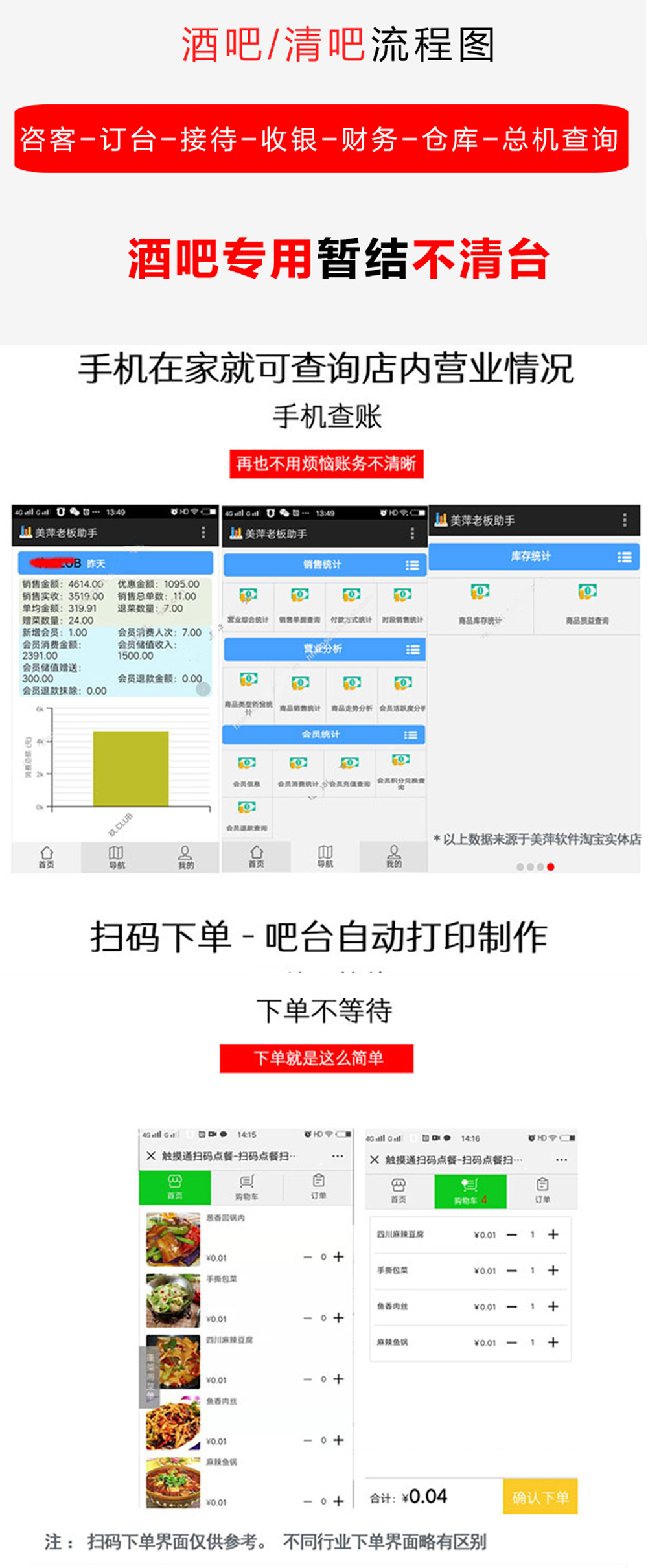 酒吧/清吧流程圖 咨客-訂臺-接待-收銀-財務-倉庫-總機查詢 酒吧專用暫結不清臺