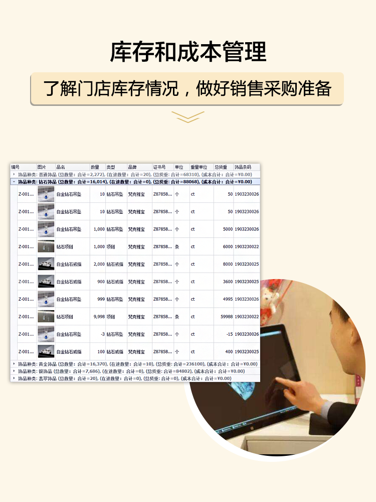 庫存和成本管理,了解門店庫存情況,做好銷售采購準備