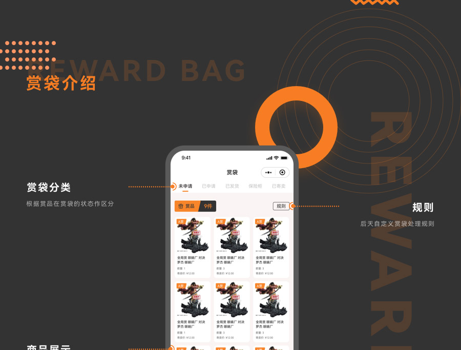 賞袋分類，根據賞品在賞袋狀態作區分